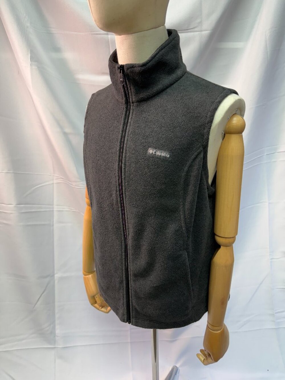Columbia Men's Fleece Vest Charcoal Gray Full Zip Mock Neck Outdoor XL